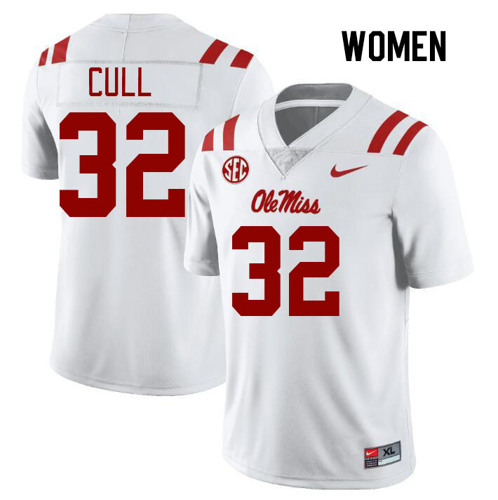 Women #32 Nick Cull Ole Miss Rebels College Football Jerseys Stitched Sale-White